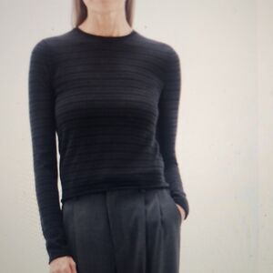 Filippa K Chic Black Striped Long Sleeve Women's Top